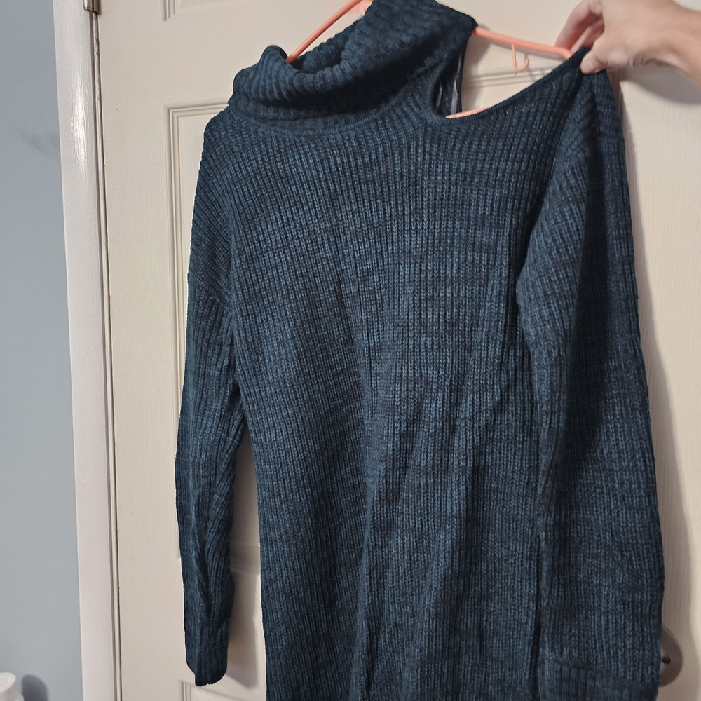 Maurices Dark Teal Cowl Neck Sweater Sz L WORN ONCE